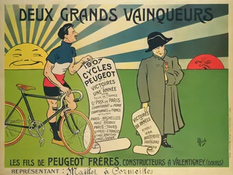 Affiche publicitaire pour les bicyclettes Peugeot